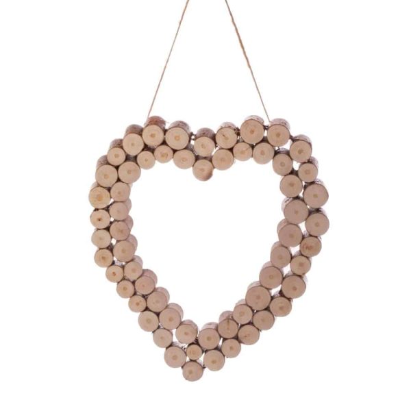 Log Slice Rustic Hanging Heart Decoration - Sass and Belle