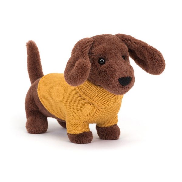 Jellycat Sweater Sausage Dog Yellow - 14x7cm