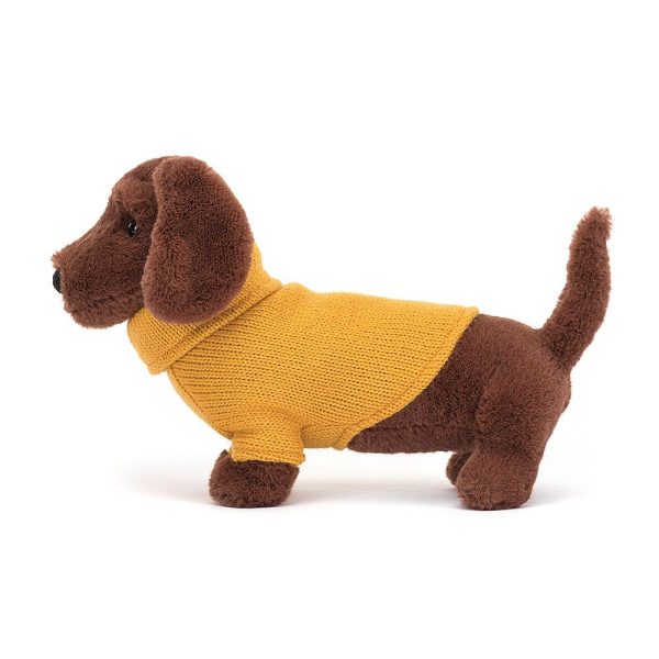 Jellycat Sweater Sausage Dog Yellow - 14x7cm