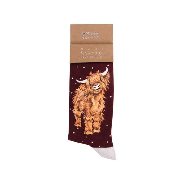 'A Highland Christmas' Highland Cow Men's Socks - Wrendale Designs