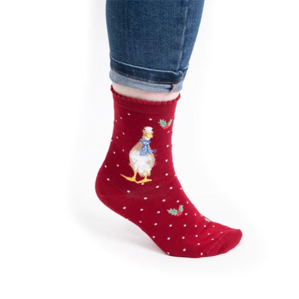 'Christmas Scarves’ Duck Socks - Wrendale Designs