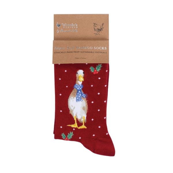 'Christmas Scarves’ Duck Socks - Wrendale Designs