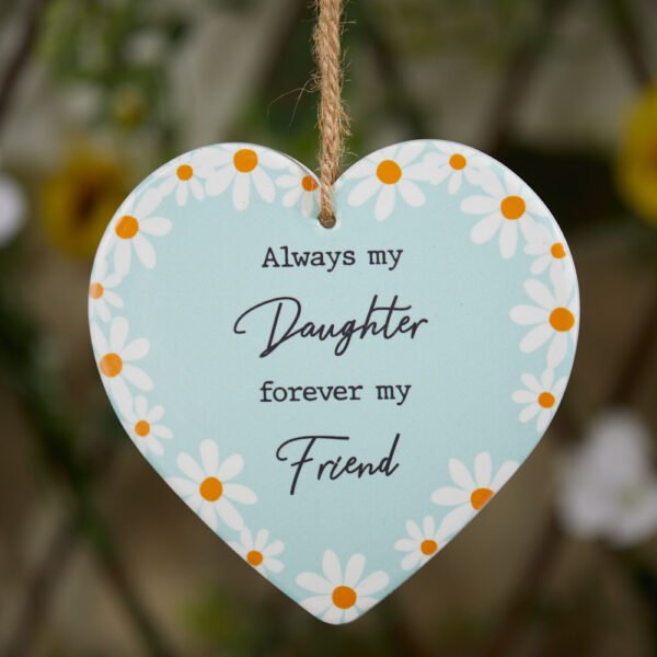 'Always My Daughter Forever My Friend' Daisy Ceramic Hanging Heart - Langs