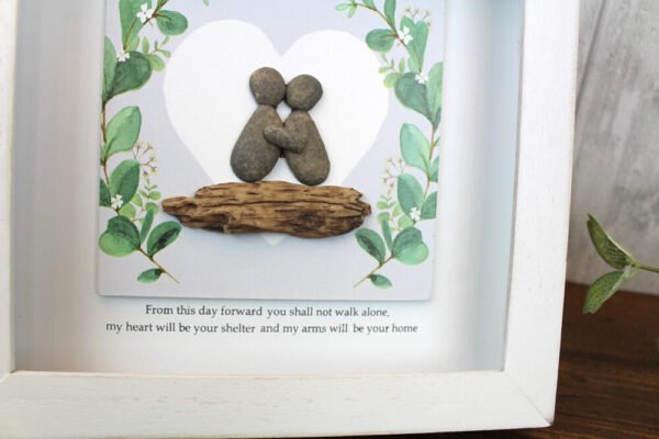 Framed Rustic Wedding Pebble Plaque - Langs