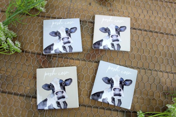 Posh Cow Set of 4 Ceramic Coasters - Langs