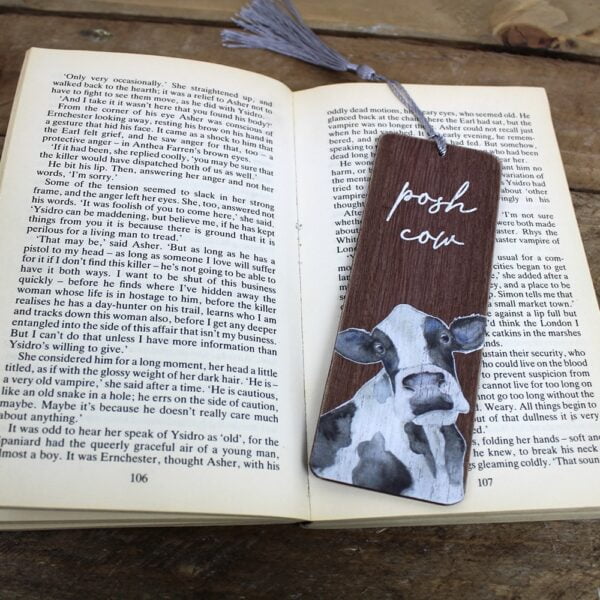 Posh Cow Wooden Bookmark - Langs