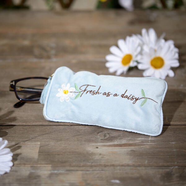 Fresh As a Daisy Embroidered Velvet Glasses Case - Langs