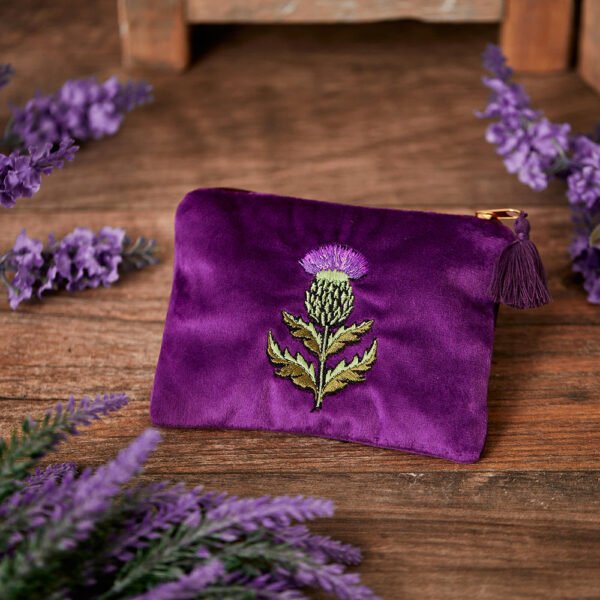 Thistle Purple Velour Coin Purse - Langs