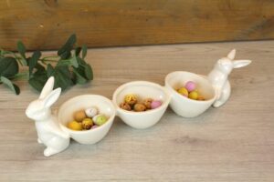 Ceramic Bunny Triple Snack Bowl - Langs