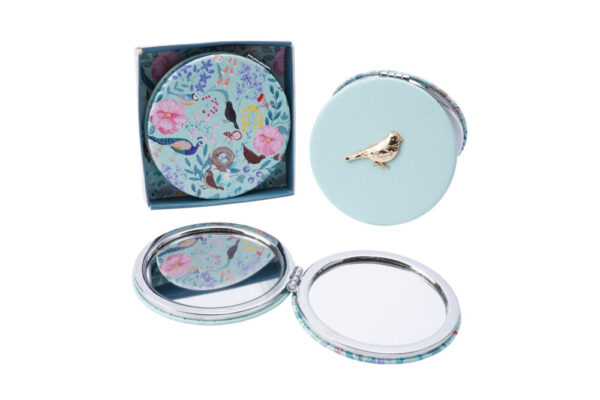 British Birds Blue Bird Floral Compact Mirror