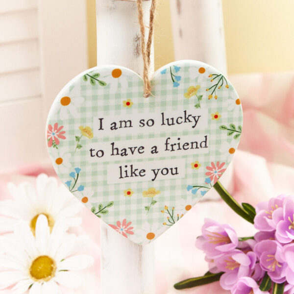 I Am So Lucky To Have a Friend Like You Ceramic Hanging Heart - Langs