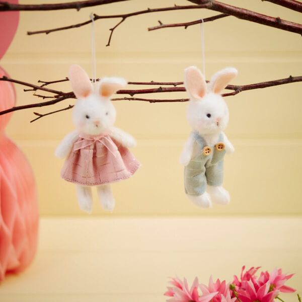 Set of 2 Hanging Bunny Spring Decorations - Langs