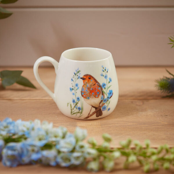 Robin Floral Forget-Me-Not Ceramic Mug - Langs