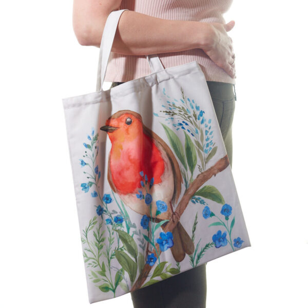 Robin Forget-Me-Not Floral Foldable Tote Bag - Langs