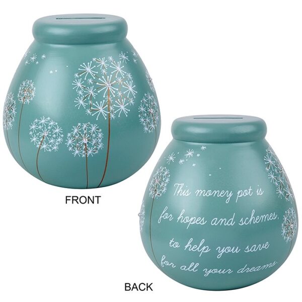 Pot of Dreams Teal Dandelion Smashable Money Pot