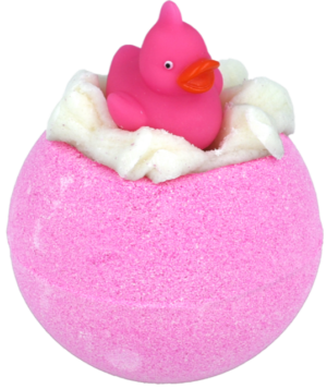 Pink Ducky Bath Bomb with Rubber Duck, 160g - Bomb Cosmetics