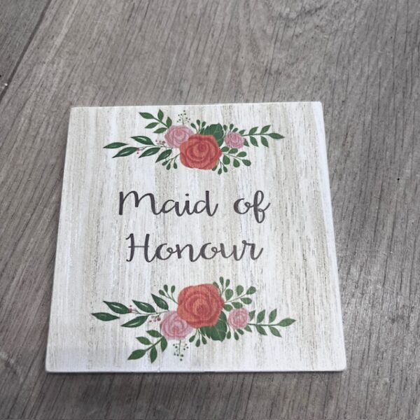 maid of honour floral wedding coaster langs