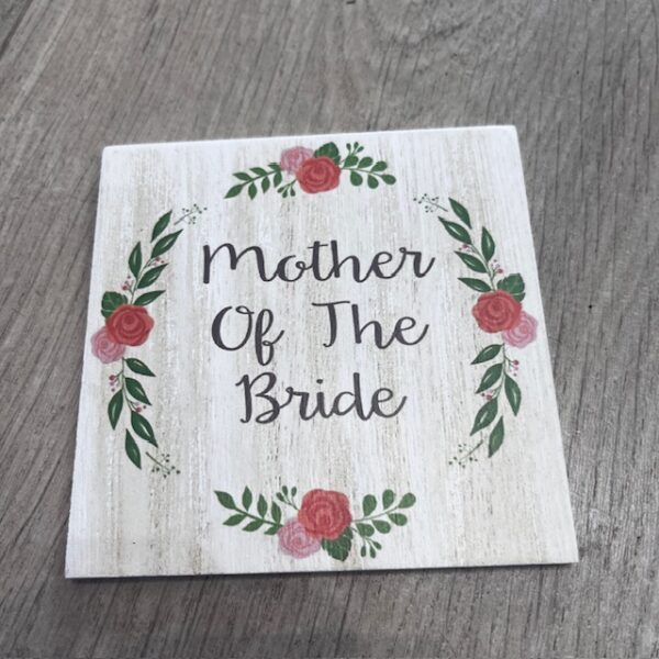 'Mother of the Bride' Wooden Floral Wedding Coaster - Langs