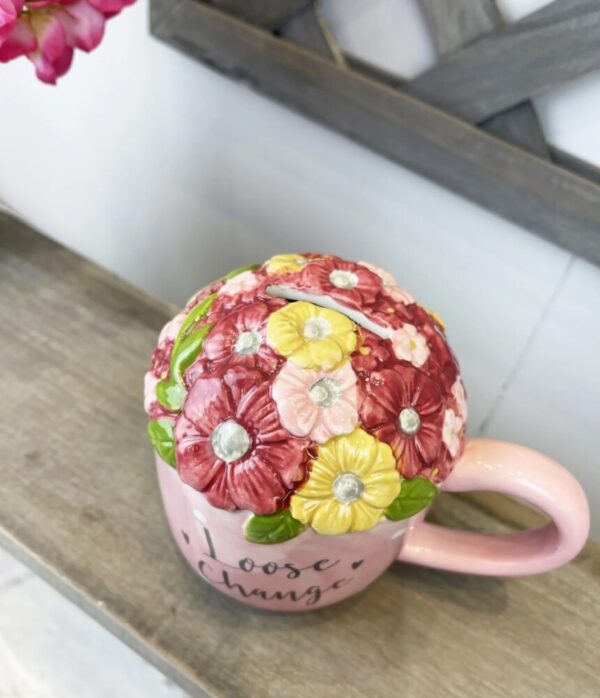 'Loose Change' Flower Ceramic Money Box - Langs