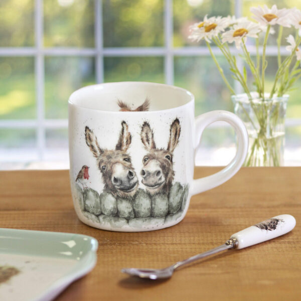 'Hee Haw' Donkey and Robin China Mug - Wrendale Designs