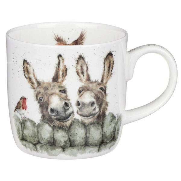 'Hee Haw' Donkey and Robin China Mug - Wrendale Designs