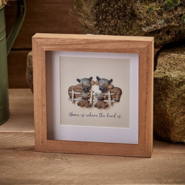 Pebble Highland Cow 'Home is Where the Herd is' Framed Picture - Langs