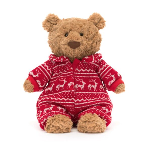 Jellycat Bartholomew Bear in Winter Pajamas - Medium, 26x12x8cm